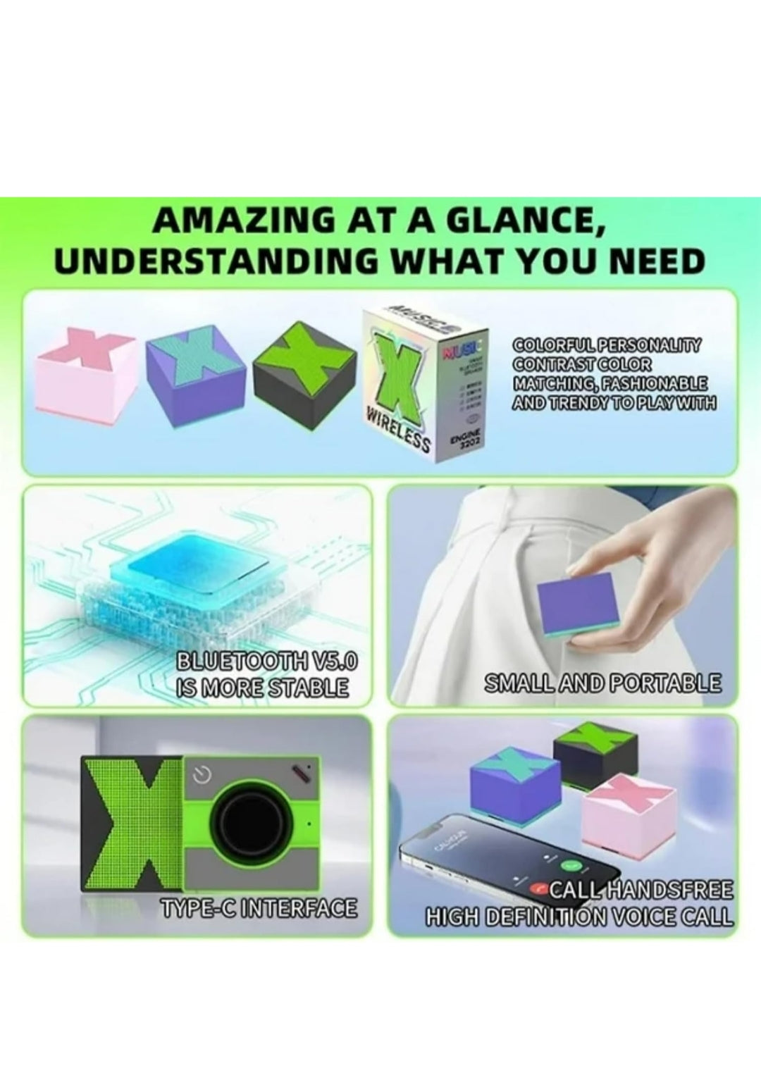 VEHOP X1 MINI 5W Wireless Bluetooth Mini Speaker with Loud Sound, 40mm Driver, Bluetooth V5.1 Strong Connectivity, Pocket Friendly Design, with Inbuilt MIC for Call Function for Android &