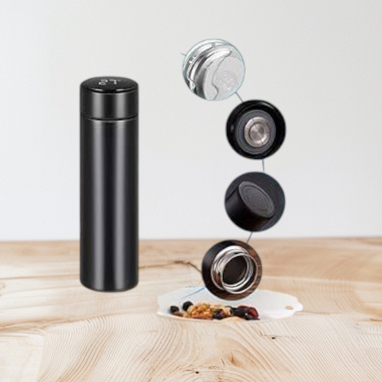 Features: It typically includes an LED display on the lid to show the real-time temperature of the beverage inside, often in Celsius.