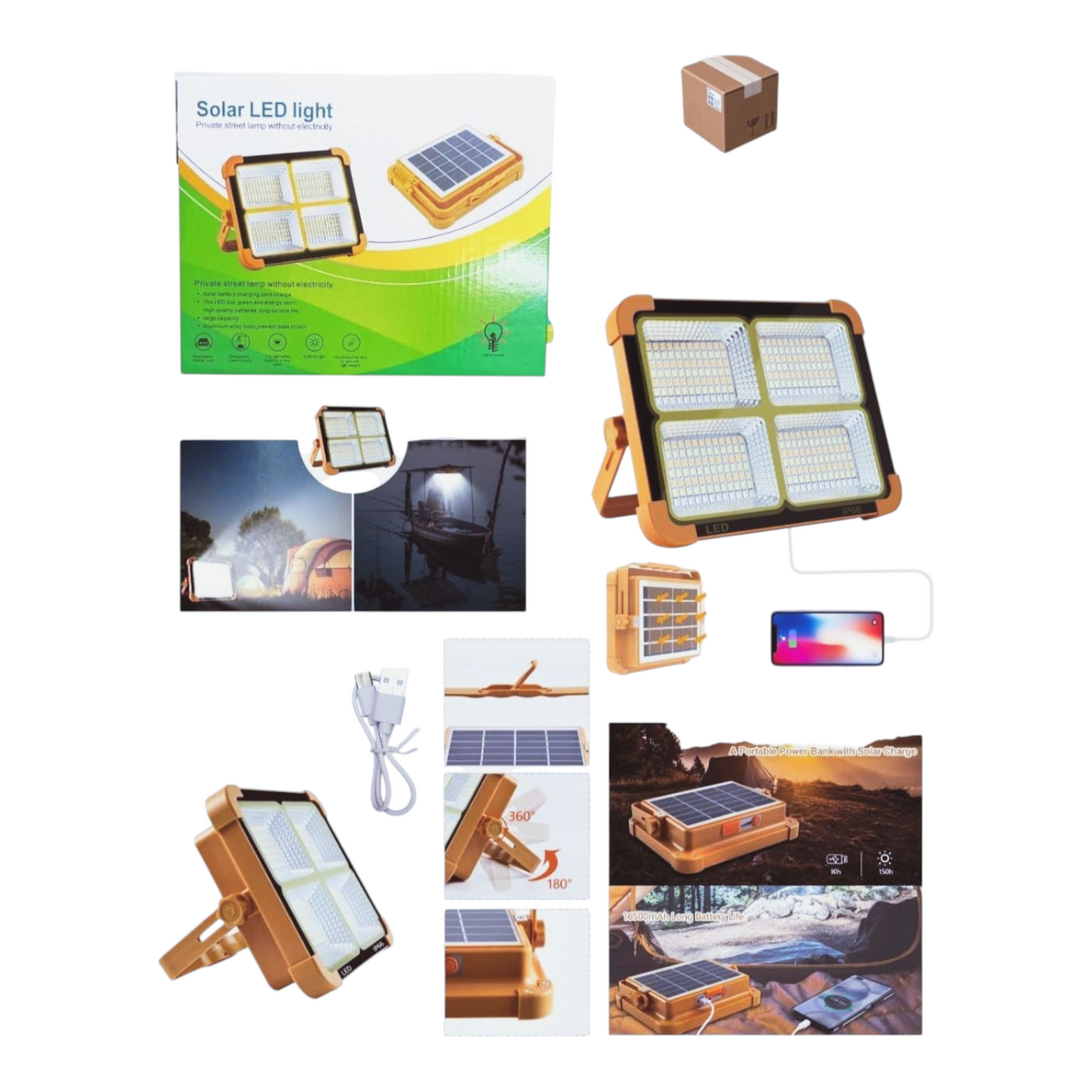 LED Rechargeable Emergency Lamp – USB Portable Floodlight for Home, Garden, Camping, and Indoor Use