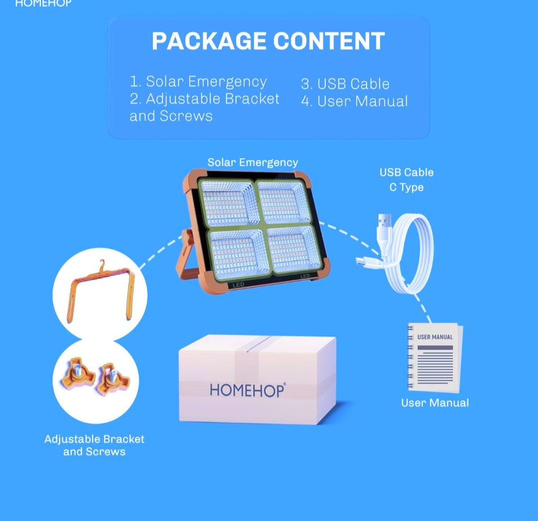 LED Rechargeable Emergency Lamp – USB Portable Floodlight for Home, Garden, Camping, and Indoor Use